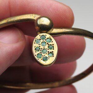Sterling Silver 14k overlayed 0.40 Carat Emerald bangle Br. Vintage